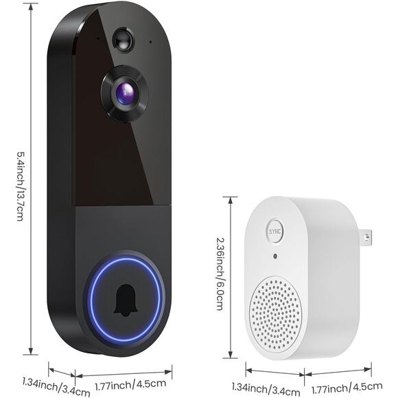 Wireless Video Doorbell Camera with Receiver, AI Detection, 2-Way Talk, 2.4G - Picture 7 of 8
